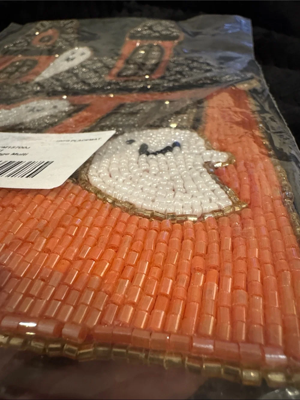 Haunted House Beaded placemat w silk bottom